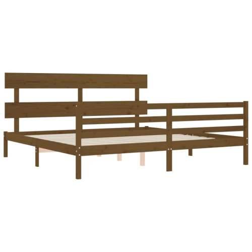 Okvir kreveta s uzglavljem boja meda 200x200cm od masivnog drva - boja meda 200 x 200 cm Nisko Cijena