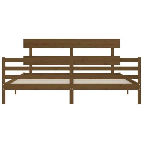 Okvir kreveta s uzglavljem boja meda 200x200cm od masivnog drva - boja meda 200 x 200 cm Nisko Cijena