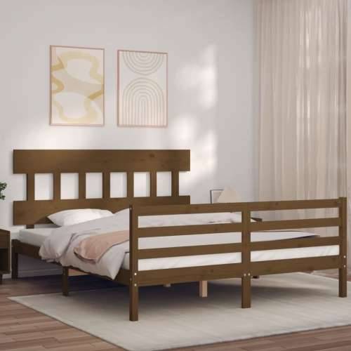 Okvir kreveta s uzglavljem boja meda bračni od masivnog drva