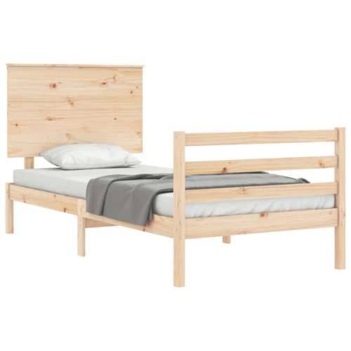 Okvir kreveta s uzglavljem mali jednokrevetni masivno drvo - Prirodna 75 x 190 cm Cijena