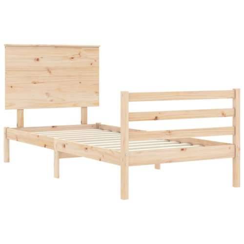 Okvir kreveta s uzglavljem mali jednokrevetni masivno drvo - Prirodna 75 x 190 cm Cijena