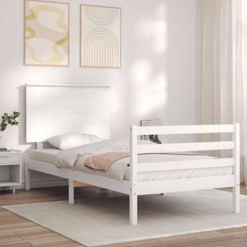 Okvir kreveta s uzglavljem bijeli za jednu osobu masivno drvo - Bijela 90 x 190 cm Cijena
