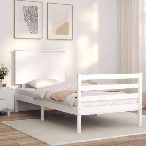 Okvir kreveta s uzglavljem bijeli za jednu osobu masivno drvo - Bijela 90 x 190 cm Cijena