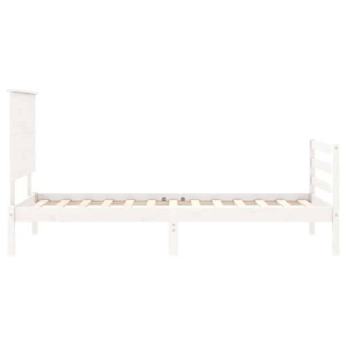 Okvir kreveta s uzglavljem bijeli za jednu osobu masivno drvo - Bijela 90 x 190 cm Cijena