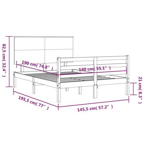 Okvir kreveta s uzglavljem bijeli 140 x 190 cm od masivnog drva - Bijela 140 x 190 cm Cijena