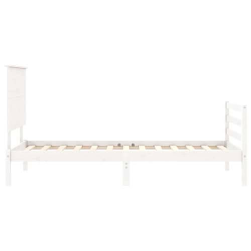 Okvir kreveta s uzglavljem bijeli 90 x 200 cm od masivnog drva - Bijela 90 x 200 cm Cijena