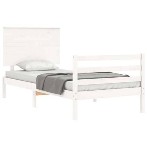 Okvir za krevet s uzglavljem crni 100x200 cm od masivnog drva - Bijela 100 x 200 cm Cijena