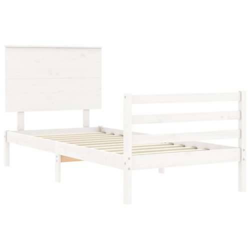 Okvir za krevet s uzglavljem crni 100x200 cm od masivnog drva - Bijela 100 x 200 cm Cijena