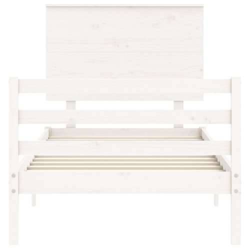 Okvir za krevet s uzglavljem crni 100x200 cm od masivnog drva - Bijela 100 x 200 cm Cijena