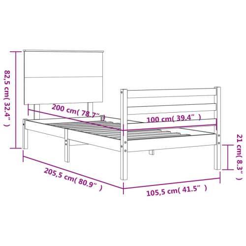 Okvir za krevet s uzglavljem crni 100x200 cm od masivnog drva - Bijela 100 x 200 cm Cijena