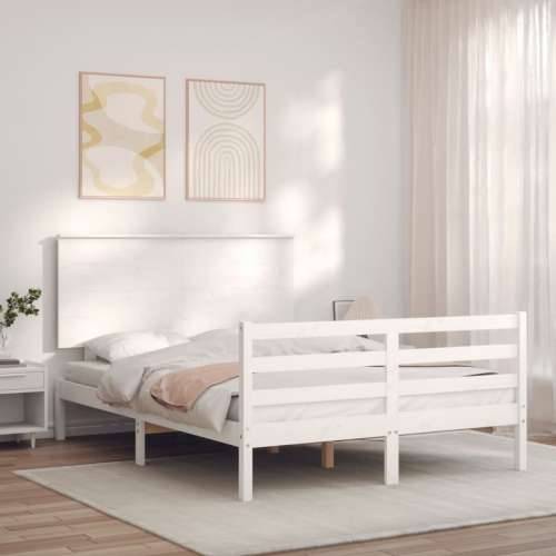 Okvir kreveta s uzglavljem bijeli 120 x 200 cm od masivnog drva - Bijela 120 x 200 cm Cijena