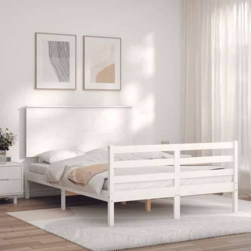 Okvir kreveta s uzglavljem bijeli 120 x 200 cm od masivnog drva - Bijela 120 x 200 cm Cijena