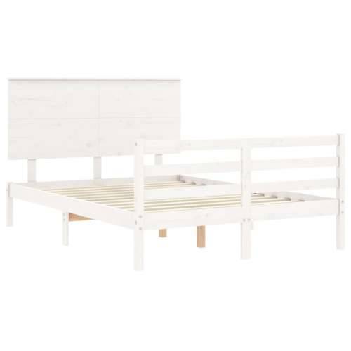 Okvir kreveta s uzglavljem bijeli 120 x 200 cm od masivnog drva - Bijela 120 x 200 cm Cijena