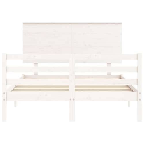 Okvir kreveta s uzglavljem bijeli 120 x 200 cm od masivnog drva - Bijela 120 x 200 cm Cijena