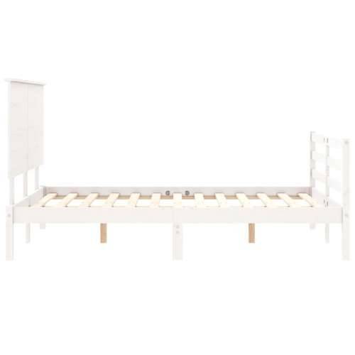 Okvir kreveta s uzglavljem bijeli 120 x 200 cm od masivnog drva - Bijela 120 x 200 cm Cijena