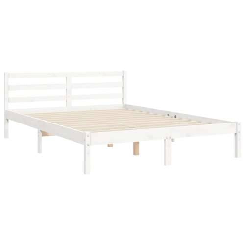 Okvir kreveta s uzglavljem bijeli 120 x 200 cm od masivnog drva - Bijela 120 x 200 cm Cijena