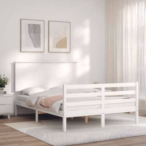 Okvir za krevet s uzglavljem bijeli 140x200 cm od masivnog drva Cijena