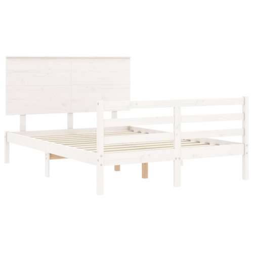 Okvir za krevet s uzglavljem bijeli 140x200 cm od masivnog drva Cijena
