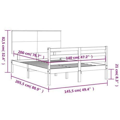 Okvir za krevet s uzglavljem bijeli 140x200 cm od masivnog drva Cijena