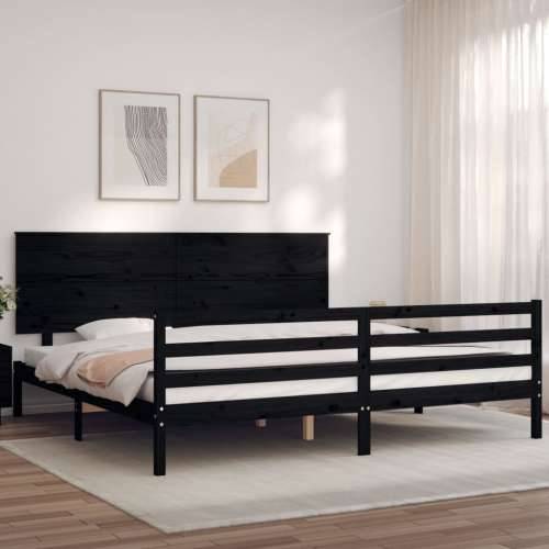 Okvir za krevet s uzglavljem crni 200 x 200 cm od masivnog drva - Crna 200 x 200 cm Cijena