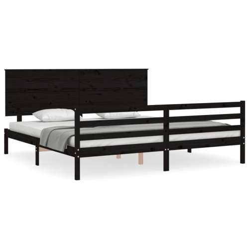 Okvir za krevet s uzglavljem crni 200 x 200 cm od masivnog drva - Crna 200 x 200 cm Cijena