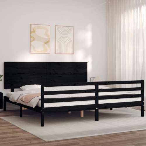 Okvir za krevet s uzglavljem crni 200 x 200 cm od masivnog drva - Crna 200 x 200 cm Cijena