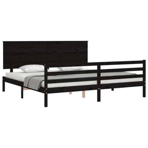 Okvir za krevet s uzglavljem crni 200 x 200 cm od masivnog drva - Crna 200 x 200 cm Cijena