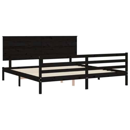 Okvir za krevet s uzglavljem crni 200 x 200 cm od masivnog drva - Crna 200 x 200 cm Cijena
