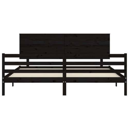 Okvir za krevet s uzglavljem crni 200 x 200 cm od masivnog drva - Crna 200 x 200 cm Cijena