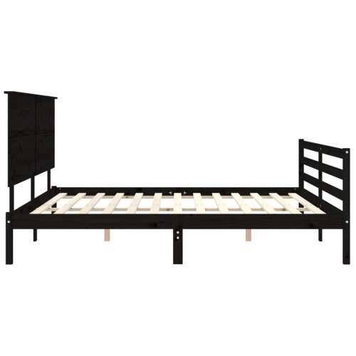 Okvir za krevet s uzglavljem crni 200 x 200 cm od masivnog drva - Crna 200 x 200 cm Cijena