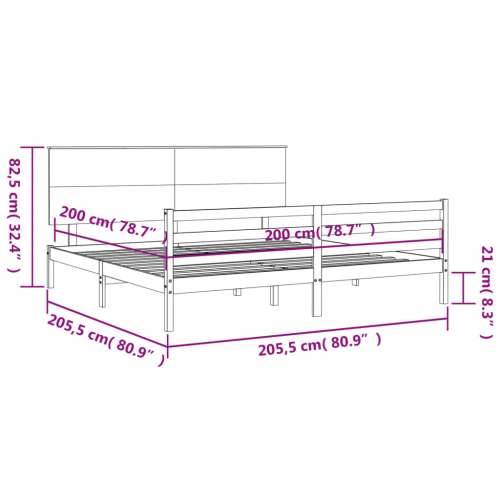 Okvir za krevet s uzglavljem crni 200 x 200 cm od masivnog drva - Crna 200 x 200 cm Cijena
