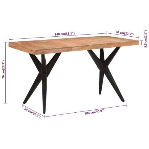 Blagovaonski stol crni 140x70x76 cm od masivnog bagremovog drva  - Crna 140 x 70 x 76 cm 1 Masivno bagremovo drvo Cijena