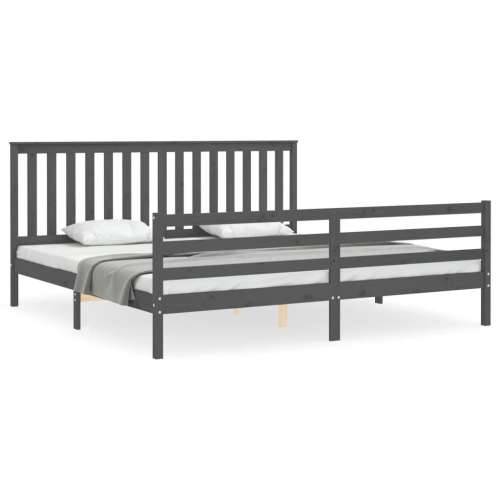 Okvir za krevet s uzglavljem sivi 200 x 200 cm od masivnog drva - Siva 200 x 200 cm Cijena