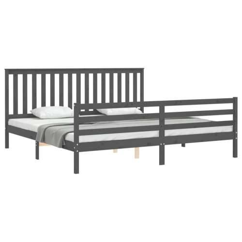 Okvir za krevet s uzglavljem sivi 200 x 200 cm od masivnog drva - Siva 200 x 200 cm Cijena