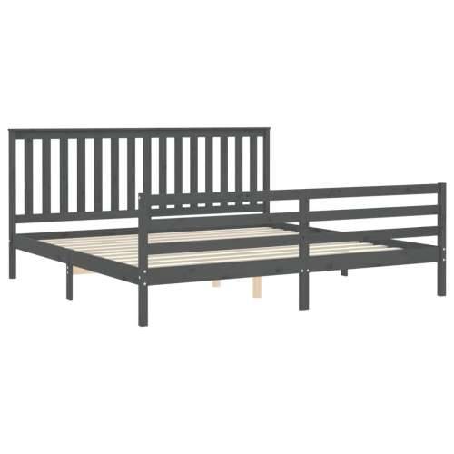 Okvir za krevet s uzglavljem sivi 200 x 200 cm od masivnog drva - Siva 200 x 200 cm Cijena