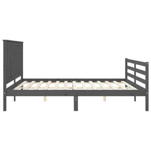 Okvir za krevet s uzglavljem sivi 200 x 200 cm od masivnog drva - Siva 200 x 200 cm Cijena