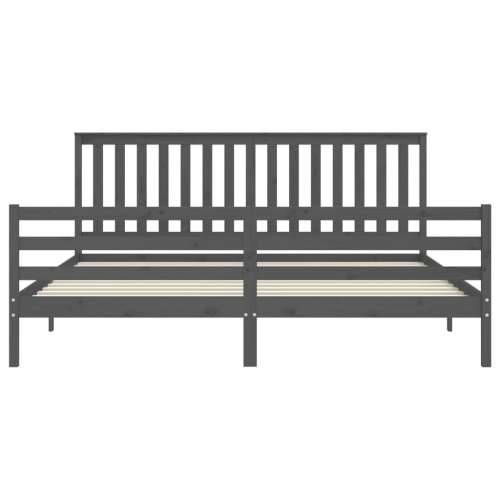 Okvir za krevet s uzglavljem sivi 200 x 200 cm od masivnog drva - Siva 200 x 200 cm Cijena