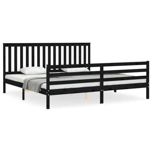 Okvir za krevet s uzglavljem crni 200 x 200 cm od masivnog drva - Crna 200 x 200 cm Cijena