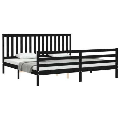 Okvir za krevet s uzglavljem crni 200 x 200 cm od masivnog drva - Crna 200 x 200 cm Cijena