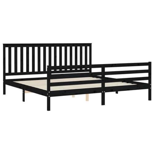 Okvir za krevet s uzglavljem crni 200 x 200 cm od masivnog drva - Crna 200 x 200 cm Cijena