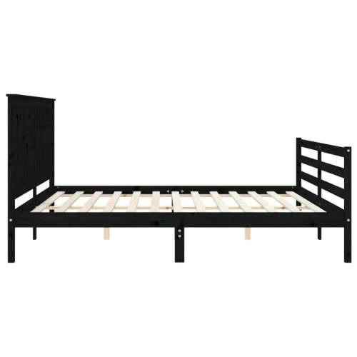Okvir za krevet s uzglavljem crni 200 x 200 cm od masivnog drva - Crna 200 x 200 cm Cijena