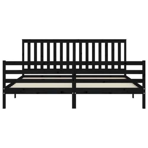 Okvir za krevet s uzglavljem crni 200 x 200 cm od masivnog drva - Crna 200 x 200 cm Cijena