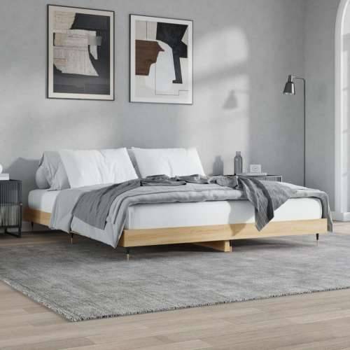 Okvir za krevet boja hrasta 160x200 cm od konstruiranog drva Cijena