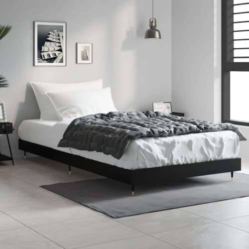Okvir za krevet crni 90 x 190 cm od konstruiranog drva Cijena