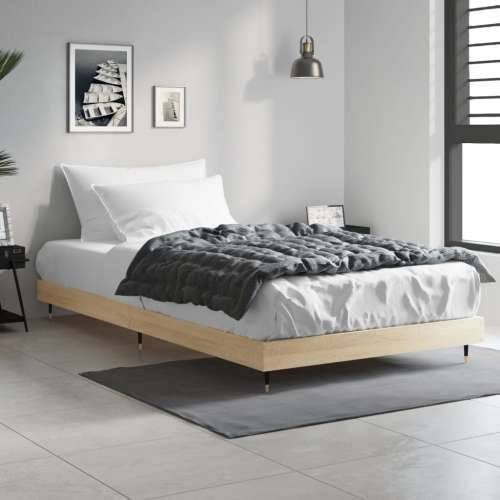 Okvir za krevet boja hrasta 90 x 190 cm od konstruiranog drva Cijena