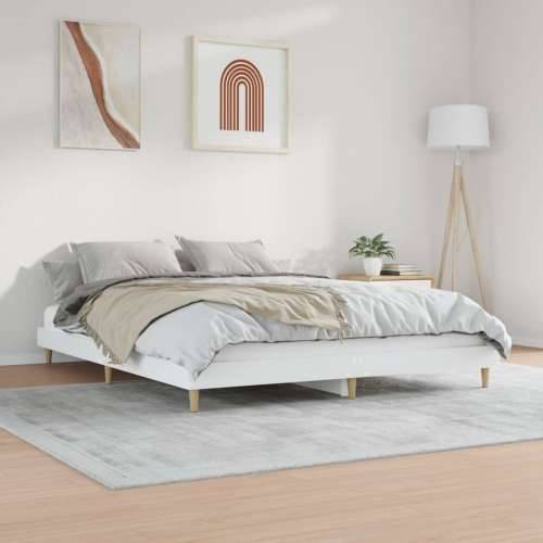 Okvir za krevet bijeli 200 x 200 cm od konstruiranog drva Cijena