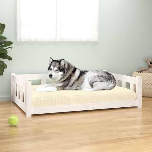 Krevet za pse bijeli 105,5 x 75,5 x 28 cm od masivne borovine Cijena