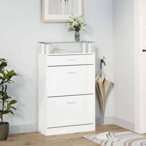 Ormarić za cipele sjajni bijeli 63x24x104 cm konstruirano drvo - Visoko sjajno bijela 1 Cijena