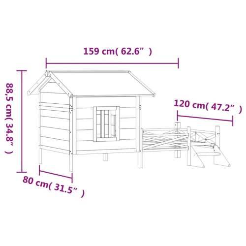 Kućica za pse siva 159 x 120 x 88,5 cm od masivne borovine Cijena