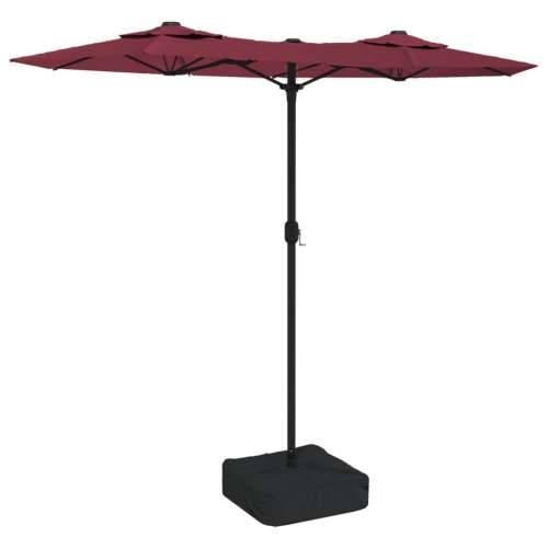 Dvostruki vrtni suncobran s LED svjetlima bordo 316 x 240 cm - Crvena 1 Cijena